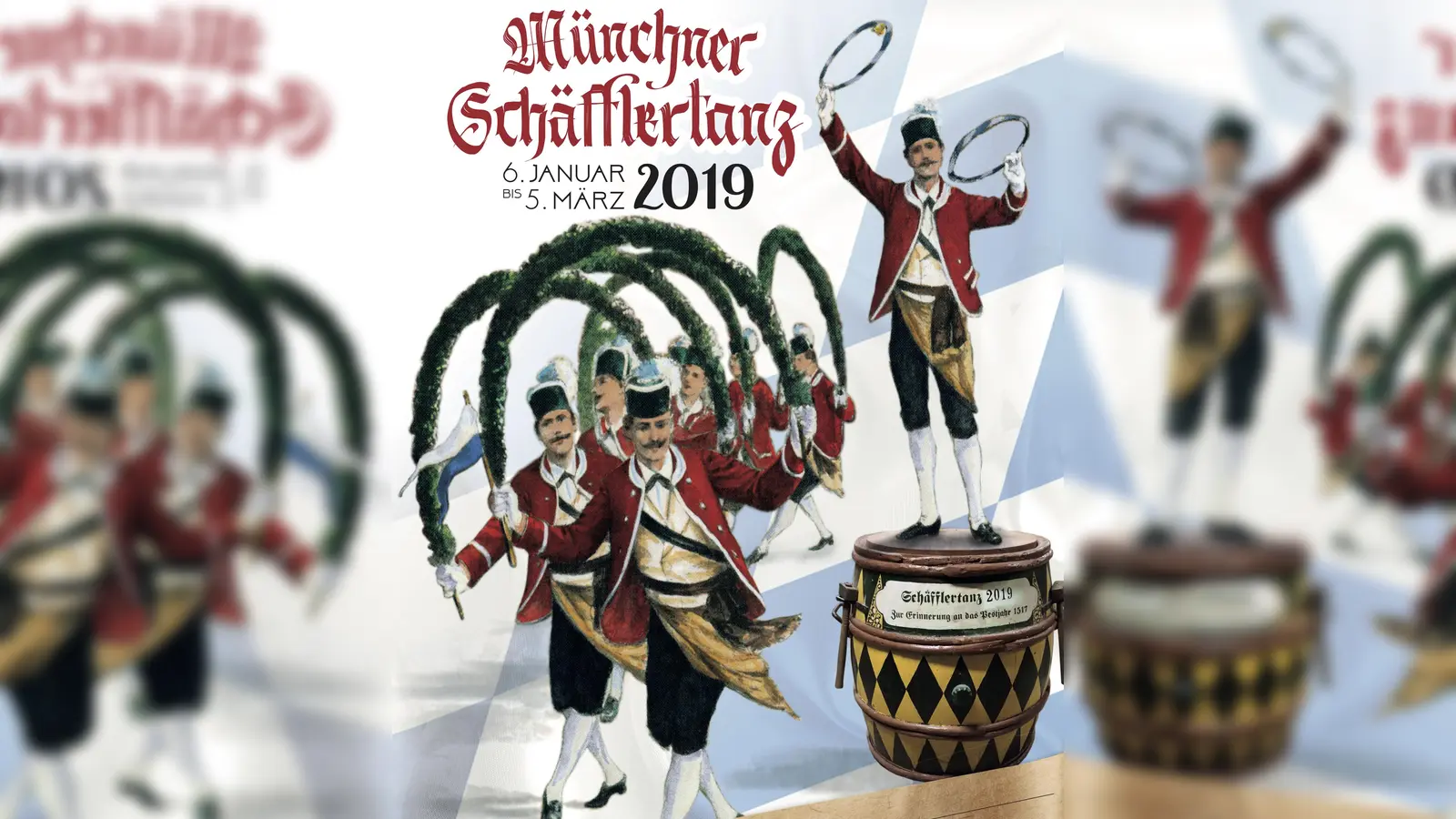 Mit diesem Plakat kündigen sich die Schäffler in München und Umgebung ganz traditionell an. (Bild: Fachverein)