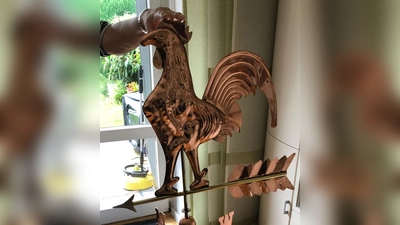 Der Luki-Gockel: Seit Mai saß er oben auf dem Maibaum. (Foto: Maibaumverein)