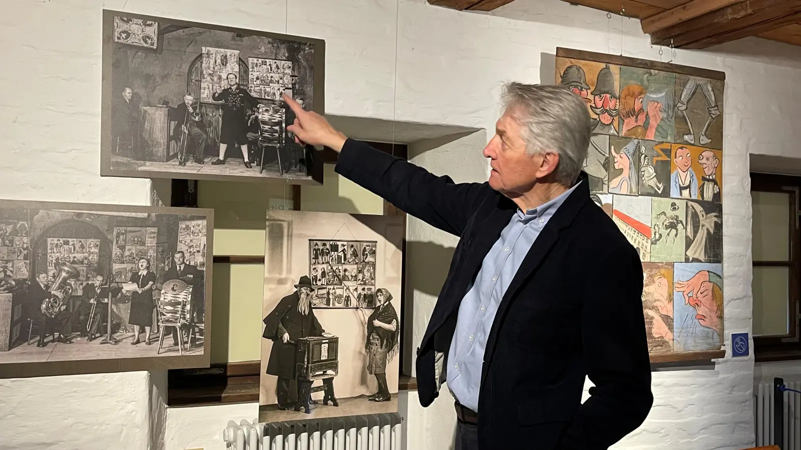 Der Kurartor der Ausstellung, Dr. Reinhard Wittmann, ist Vorstandsvorsitzender des Vereins Forum Humor und komische Kunst e.V. München.  (Foto: hw)