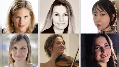 Romantische Musik in allen Facetten: Die Musikerinnen (von links oben) Sylvia Dankesreiter, Susanne Absmaier, Lea Lee-Heller sowie (von links unten) Polina Spirina, Kateryna Leu und Anastasia Sobyanina gastieren am 12. März im Florian-Stadl. (Foto: Pianistenclub)