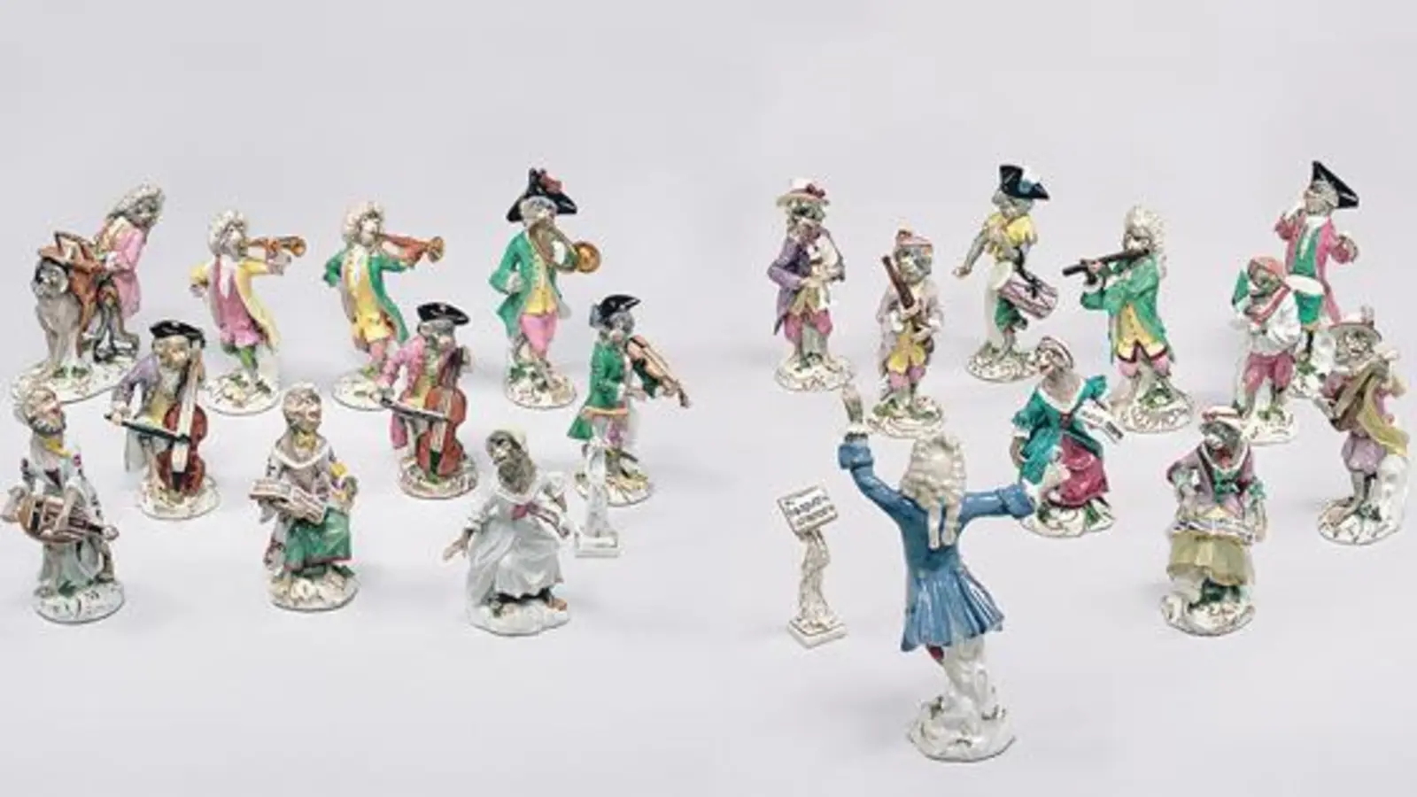 Meißener Affenkapelle, Modelle von Johann Joachim Kändler, um 1753, Ausformung und Staffierung 2. Hälfte 18. Jahrhundert.	  (Foto: © Bayerisches Nationalmuseum München)