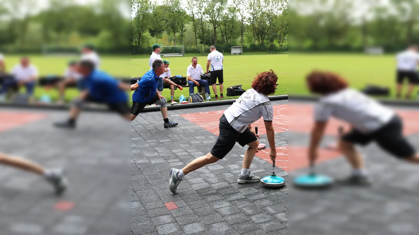 Der Fasanerie-Nord beim Eisstockschießen: ohne Eis. (Foto: Helmut Weltmaier)