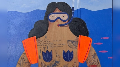 „Freischwimmer” heißt dieses Werk von Miriam Frank. Die Künstlerin widmet sich in der Ausstellung der Welt der Meere.  (Foto: Miriam Frank)