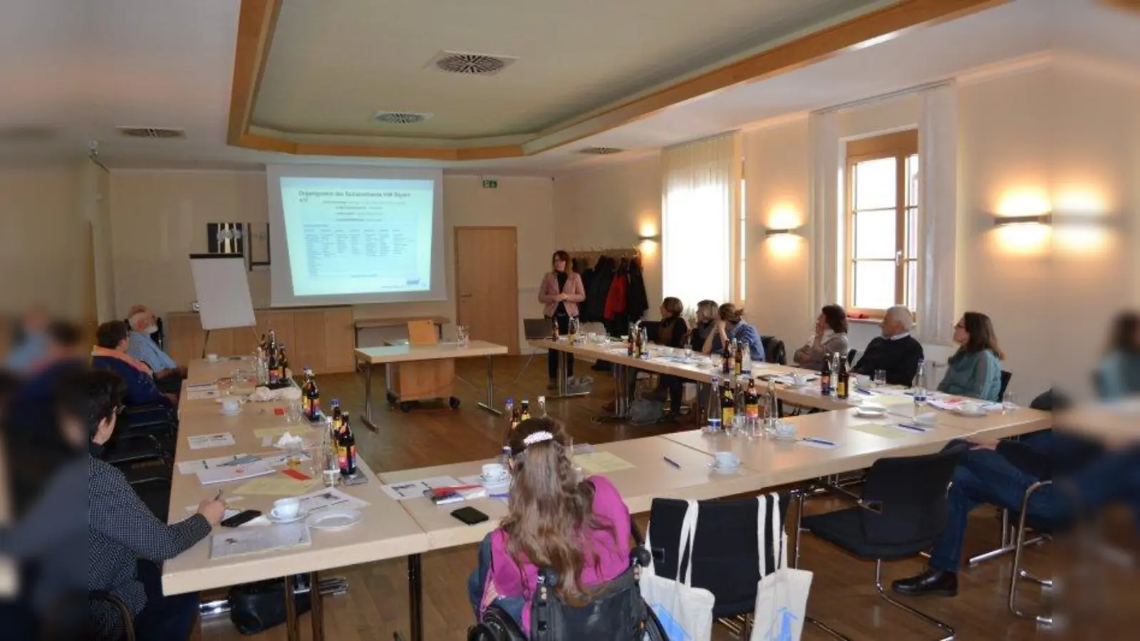 Jana Krämer, Kreisgeschäftsführerin des VdK Bayern, bei ihrem Vortrag. (Foto: Katharina Droms)