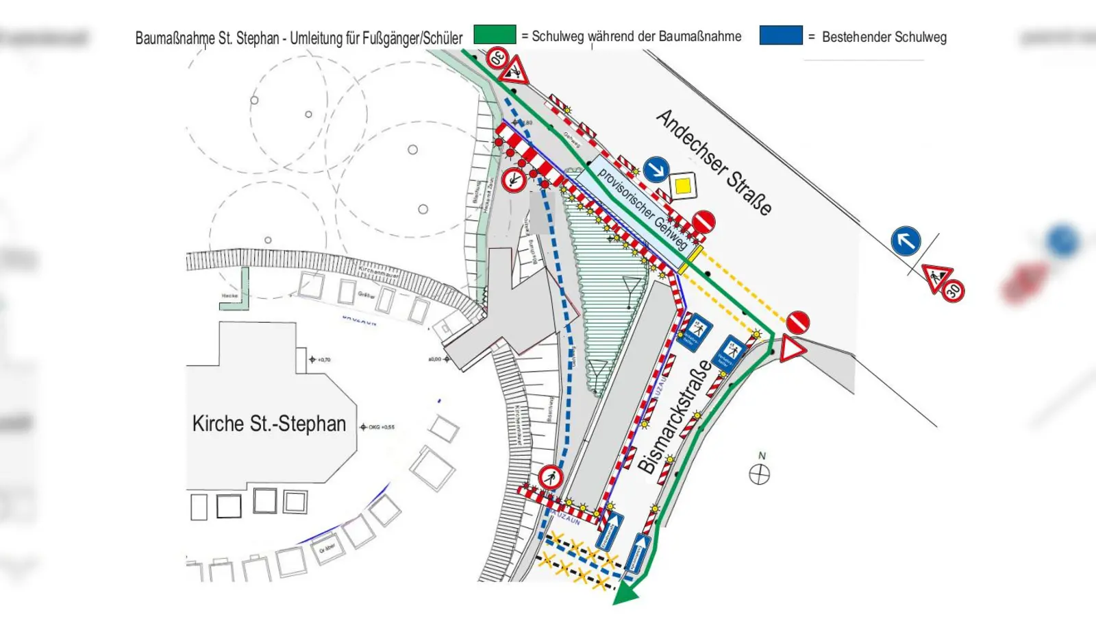 Während der Sanierung der Kirche St. Stephan ist eine halbseitige Sperrung mit Einbahnstraßenregelung in der Bismarckstraße nötig. (Bild: Stadt Starnberg)