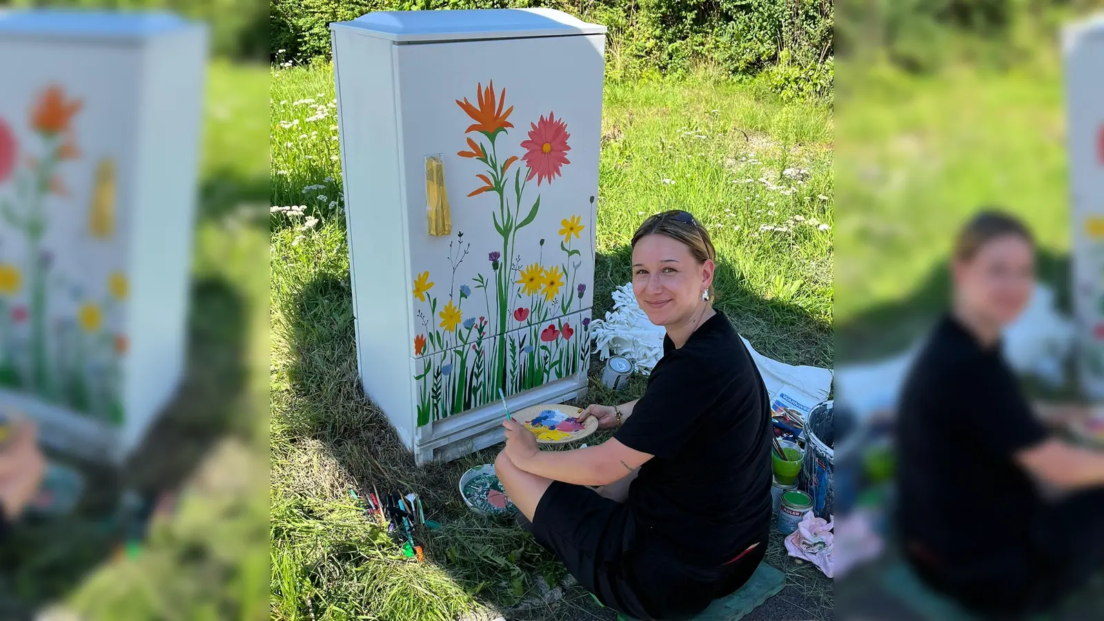 Antonia Ascher verschönert Stromkästen mit blumigen Motiven. (Foto: privat)
