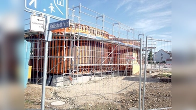 Zwei Module des im Bau befindlichen Kindergartens am Hallstattfeld.	 (Foto: Angela Boschert)