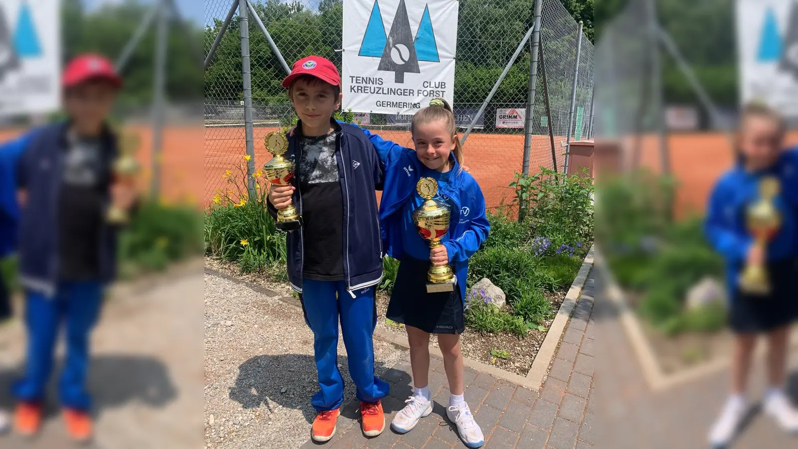 Waren zurecht stolz auf ihre Leistung und Pokale: Anton Gallecker und Malena Chroboczek. (Foto: TC Kreuzlinger Forst)