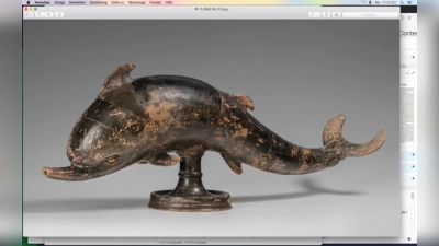 Tafelluxus – Trinkhorn in Form eines Delfins; griechisch, 4. Jh. v. Chr. (Foto: © Staatliche Antikensammlungen und Glyptothek München, Renate Kühling)