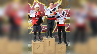 In Fürstenfeldbruck sicherte sich Finlay Rae den 1. Platz, Johann Holbe schaffte es auf Platz 3. (Foto: BMX-Team Weilheim)