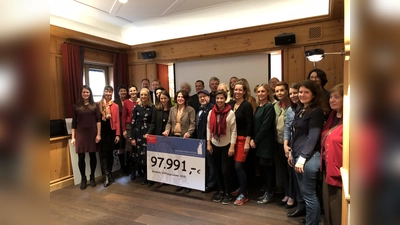 Die glücklichen Empfänger der Spendenschecks mit den Wiesn-Wirten Andreas Steinfatt, Ludwig Hagn, Peter Inselkammer und Oberbürgermeister Dieter Reiter.  (Foto: hw)