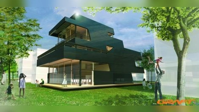 So sieht das Fertighaus der Zukunft aus: das „IBA Smart Material House”. (Foto: GRAFT)