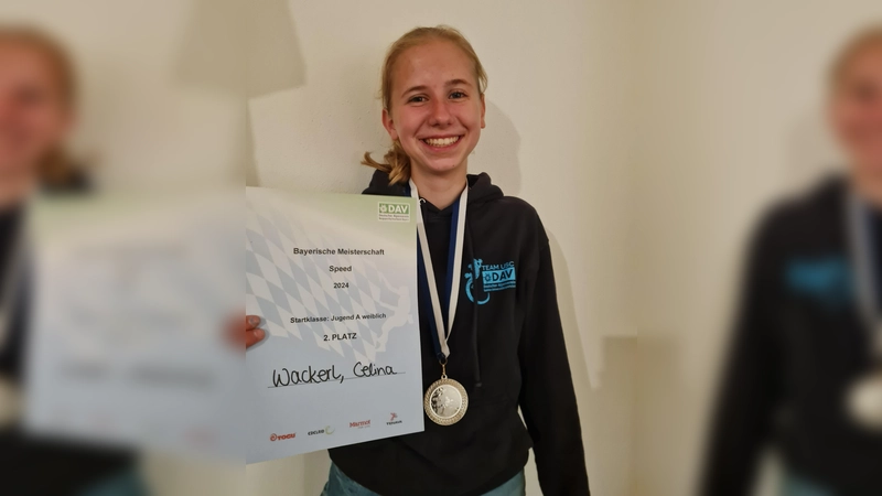 Celina Wackerl hat sich den 2. Platz in den Bayerischen Meisterschaften erklettert. (Foto: Nadine Wackerl )