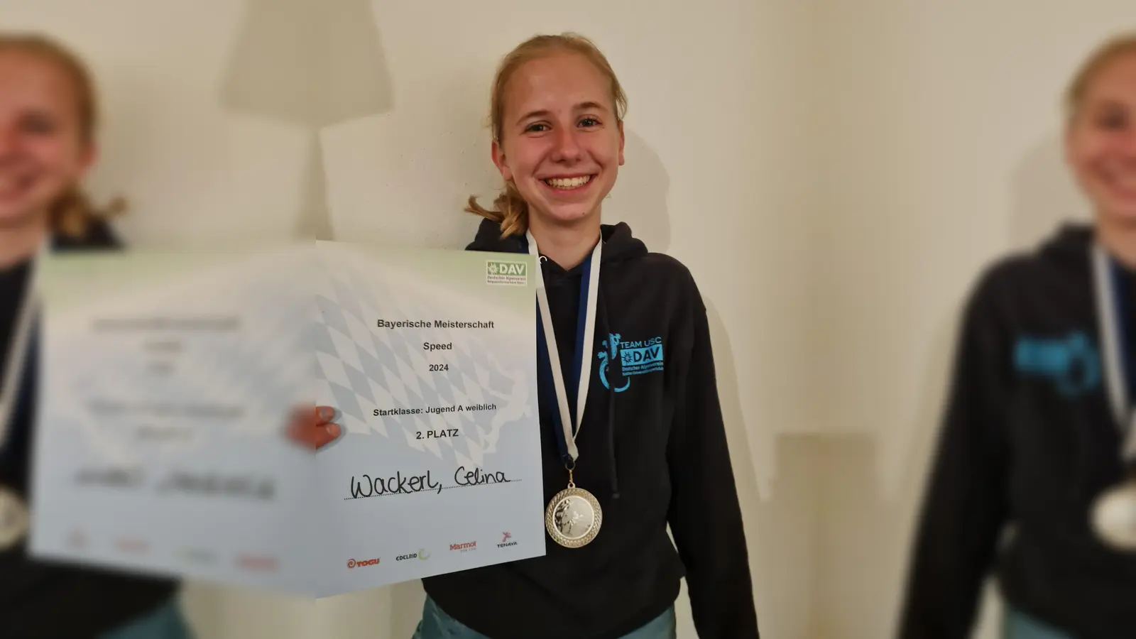 Celina Wackerl hat sich den 2. Platz in den Bayerischen Meisterschaften erklettert. (Foto: Nadine Wackerl )