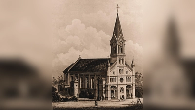Hier fing alles an: Die Kirche St. Benedikt (heute an der Schrenkstraße) wurde 1880 geweiht. 1923 wurde die Pfarrei selbständig. Im Jahr darauf begann die 100-jährige Geschichte des Westend-Anzeigers mit Nachrichten aus dieser Pfarrei. (Foto: gemeinfrei)