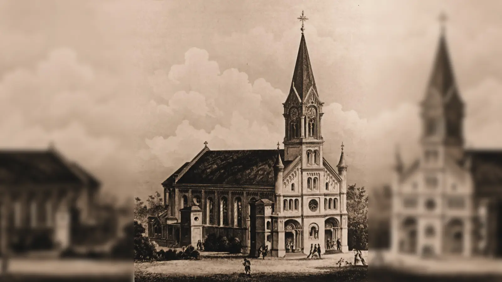 Hier fing alles an: Die Kirche St. Benedikt (heute an der Schrenkstraße) wurde 1880 geweiht. 1923 wurde die Pfarrei selbständig. Im Jahr darauf begann die 100-jährige Geschichte des Westend-Anzeigers mit Nachrichten aus dieser Pfarrei. (Foto: gemeinfrei)