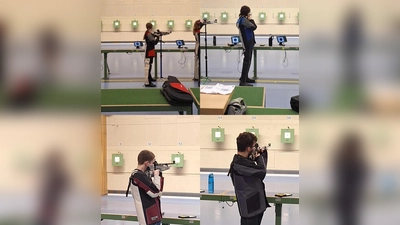 Die erfolgreichen Schützen der SG Frohsinn: oben von links:&nbsp;Caroline Sleath, Sebastian Kurz und unten von links: Noah Pöttinger und Fabian Fischer. (Foto: Schokolinski)