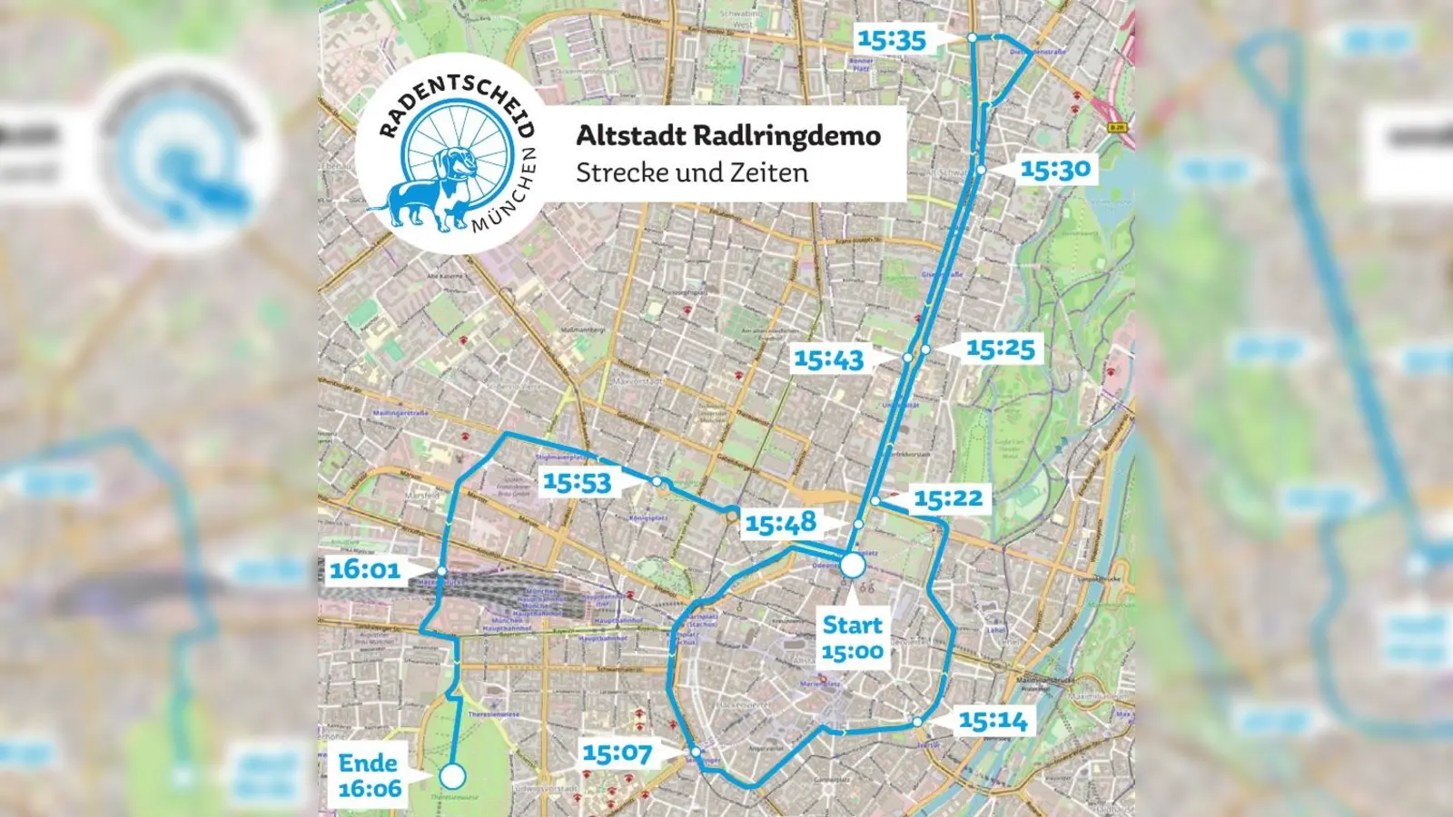 Die Radl-Demo startet auf dem Odeonsplatz und endet auf der Theresienwiese. (Foto: VA)