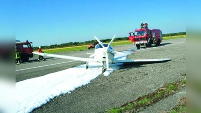 Das Sportflugzeug nach der sicheren Landung. (Foto: pi)