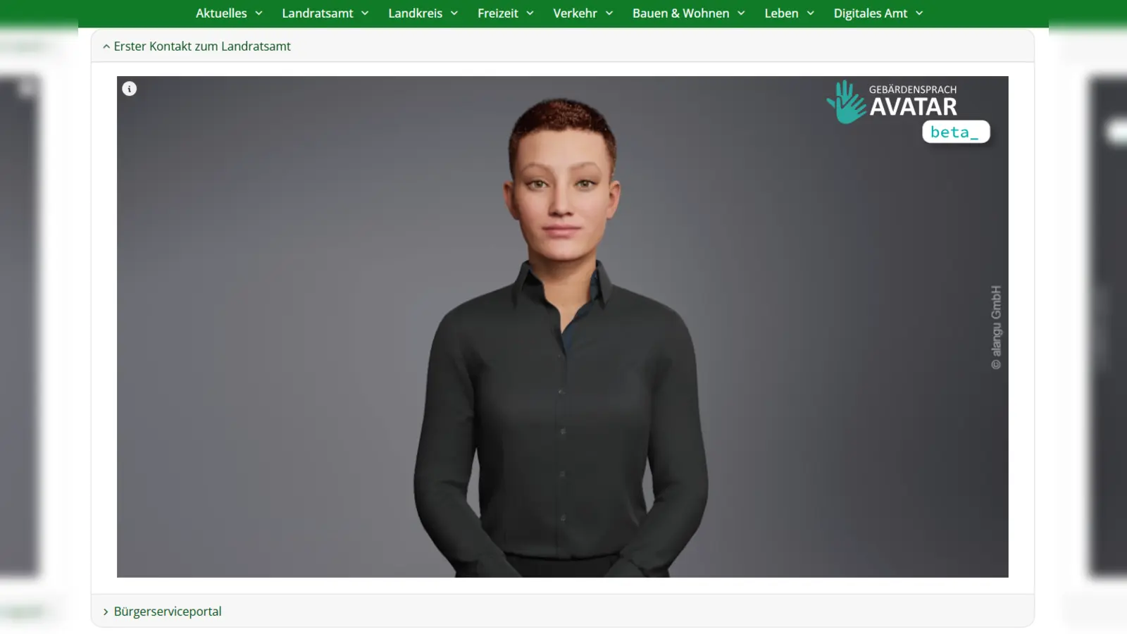  Ab sofort gibt s einen Gebärdensprach-Avatar auf der Internetseite des Landratsamts Ebersberg. (Foto: © alangu GmbH   )
